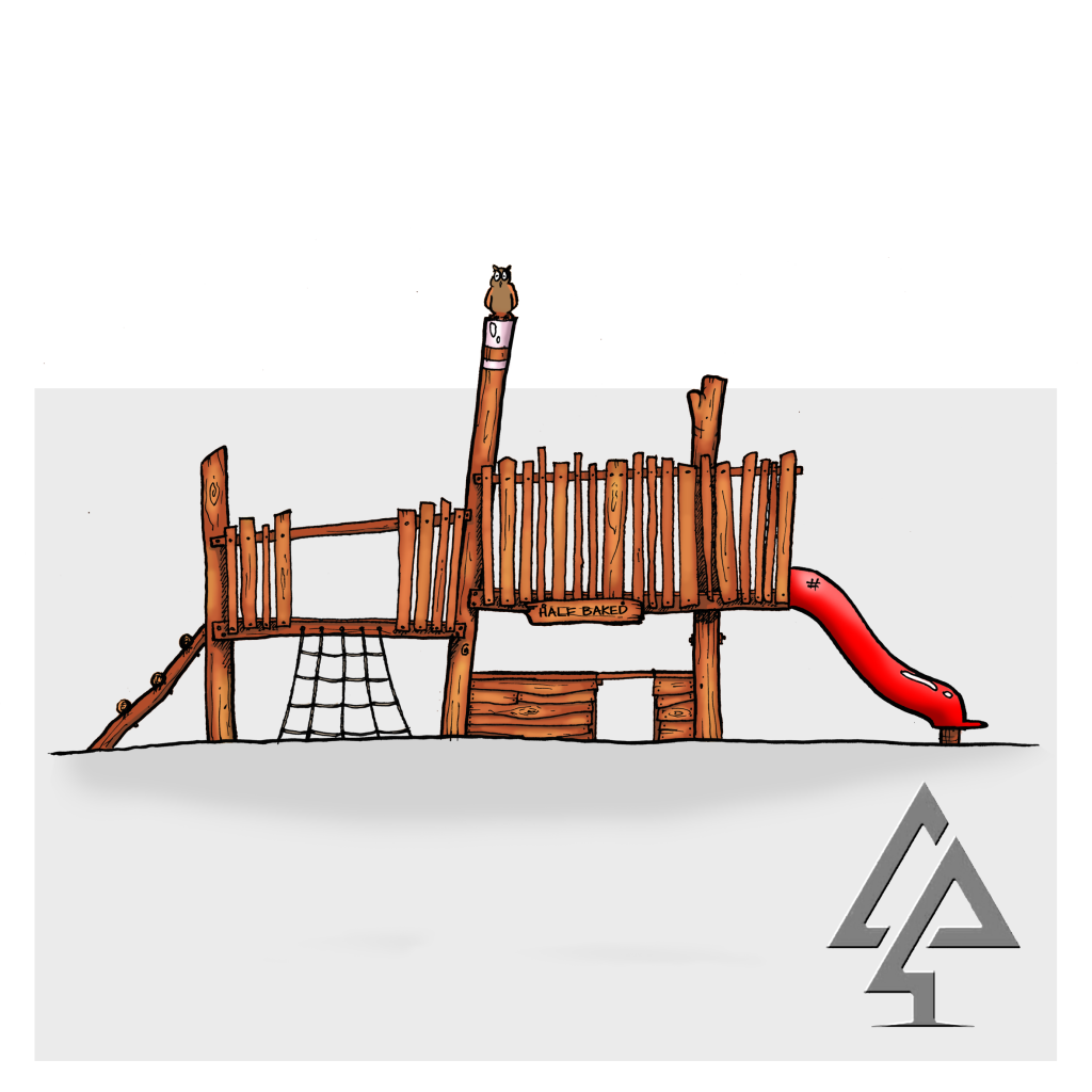 Add a playground centrepiece with this premium West Australian Jarrah fort, featuring multiple climbing challenges, slide, fireman's pole and shop front under.