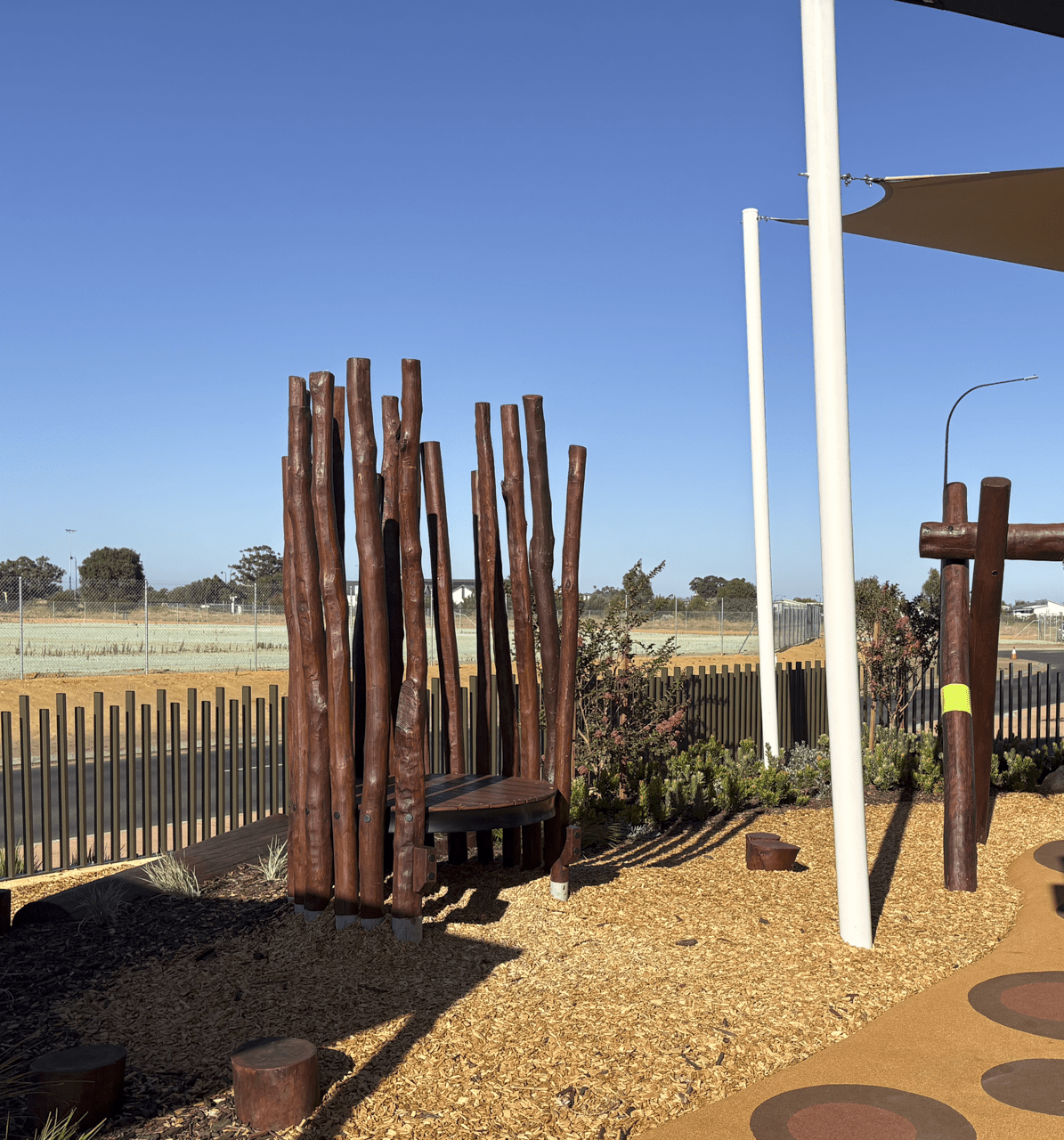 Pod | Transform your playground with our versatile Pod platform, semi-enclosed with natural timber bush poles to support a variety of play options. | VRI