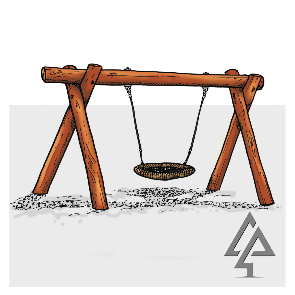 A-Frame with Basket Swing | Experience inclusive fun with this classic A-Frame swing, featuring a durable WA Jarrah frame and a spacious basket seat perfect for shared enjoyment in parks and schools. | VRI