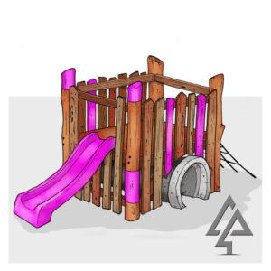 Beldon Platform | Discover the Beldon Platform structure, featuring an cool concrete tunnel retreat, elevated play deck, and climbing challenges crafted from West Australian Jarrah. | VRI