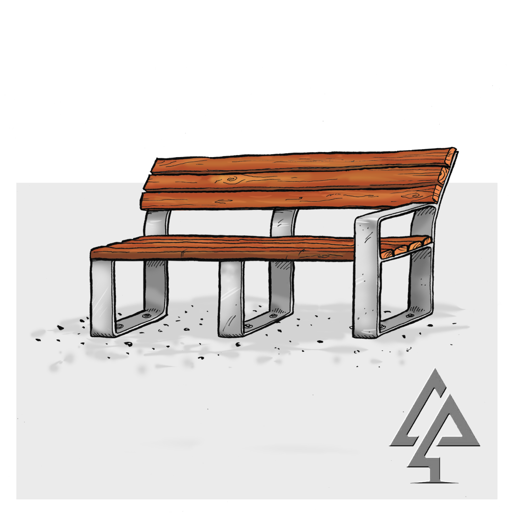 Bench Seat | Enhance public spaces with this modern bench seat, featuring durable West Australian Jarrah battens, a supportive backrest, and a single armrest for comfort and style. | VRI