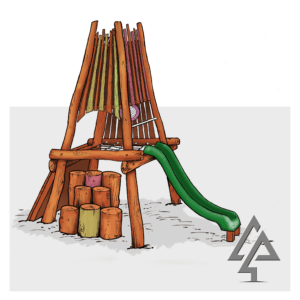 Experience our Sunningdale Tower, featuring climbing wall, rope platform, and vibrant slide. Crafted from sustainable WA Jarrah with customisable colour options, perfect for adventure play.