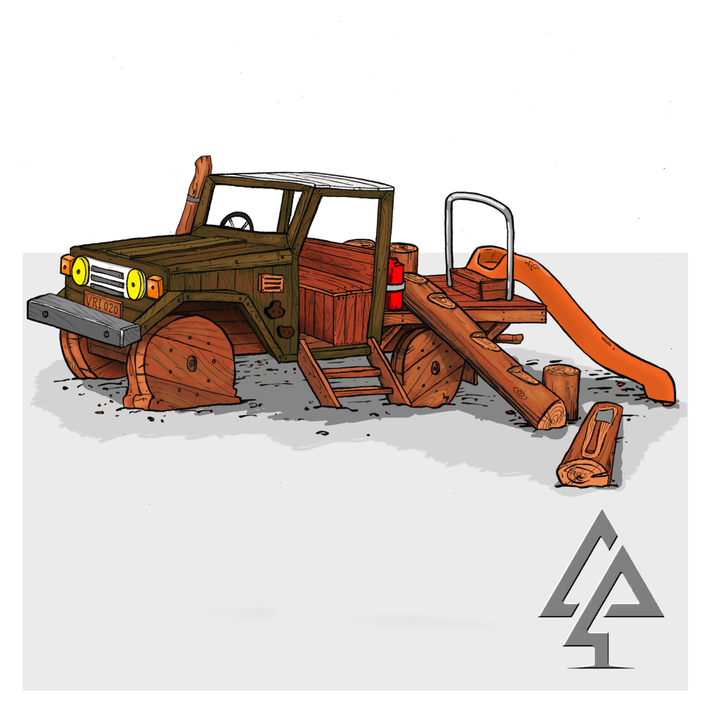 Ute | Embark on outback adventures with this Land Cruiser inspired Ute, a masterpiece of WA Jarrah carpentry featuring climbing, sliding, and imaginative driving play. | VRI