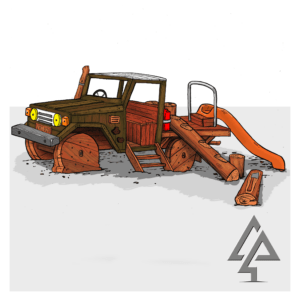 Ute | Embark on outback adventures with this Land Cruiser inspired Ute, a masterpiece of WA Jarrah carpentry featuring climbing, sliding, and imaginative driving play. | VRI