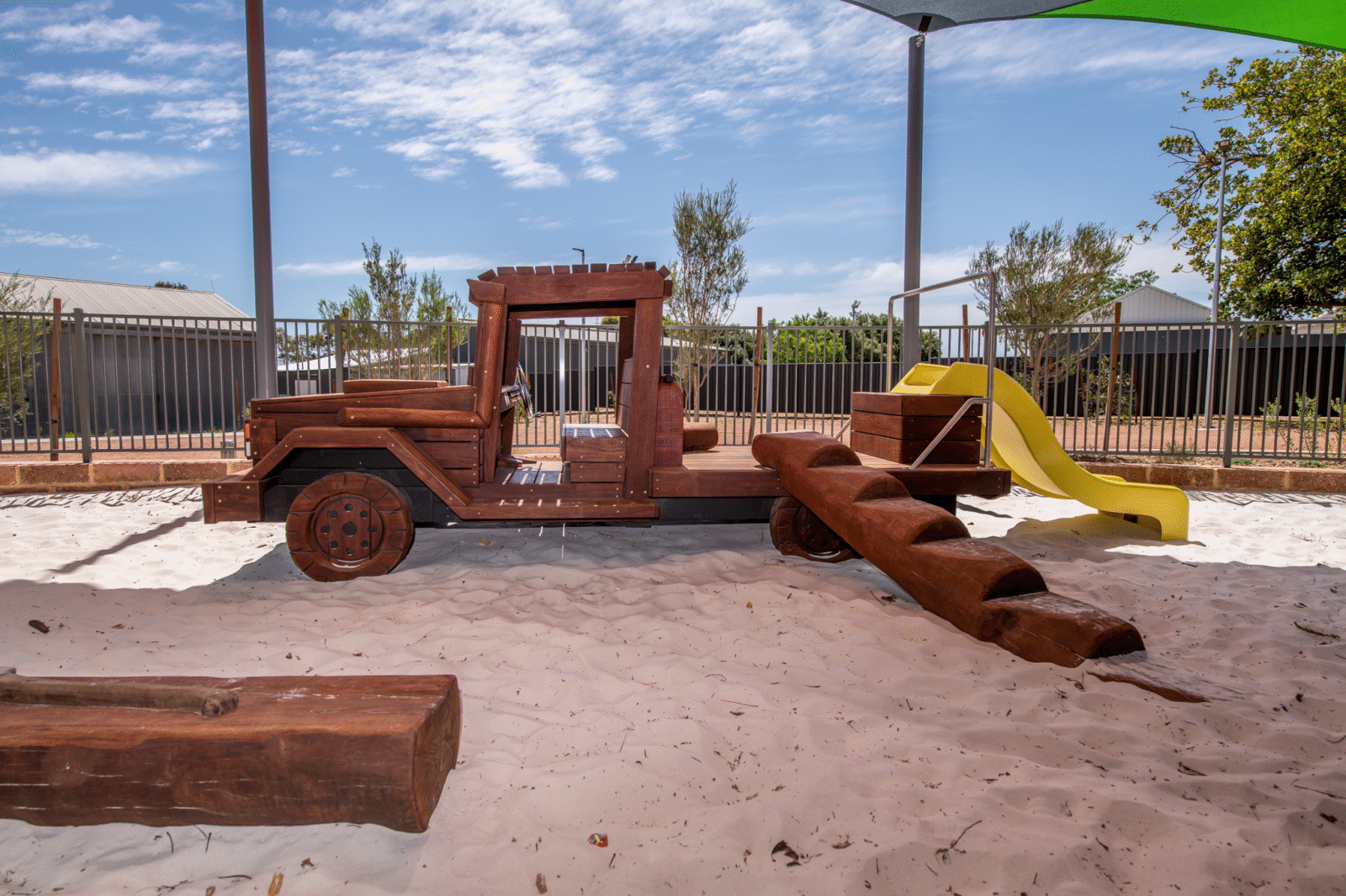 Ute | Embark on outback adventures with this Land Cruiser inspired Ute, a masterpiece of WA Jarrah carpentry featuring climbing, sliding, and imaginative driving play. | VRI
