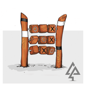 Naughts and Crosses | Engage young minds with our interactive Naughts and Crosses panel, featuring rotating timber blocks and premium Jarrah construction for classic playground gaming experiences. | VRI