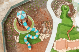 Stand tall with our lighthouse-inspired Kennedy Tower, featuring multiple play levels, giant tube slide, rope climbing challenges and imaginative viewing platforms reaching 7.7 metres into the sky.