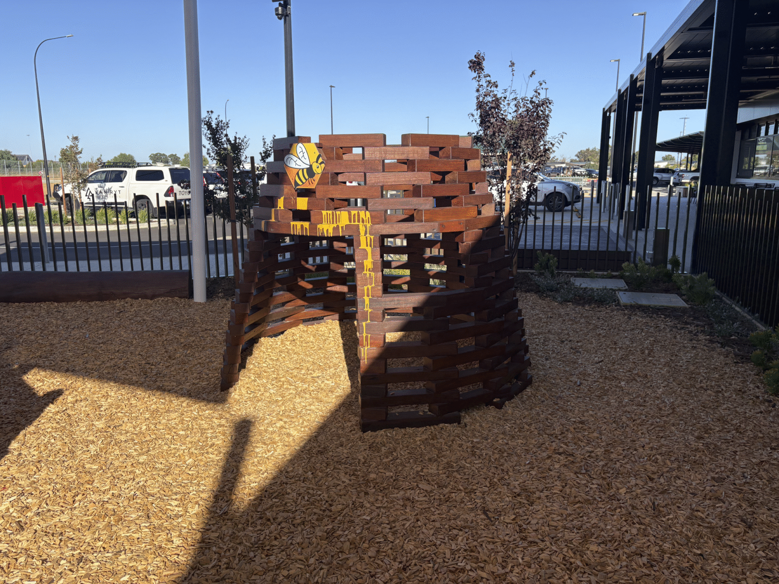 Beehive Cubby | Create a buzz with this visually stunning West Australian Jarrah Beehive Cubby, offering a unique climbing challenge and cosy retreat space for imaginative play. | VRI
