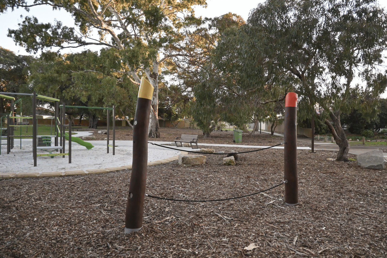 Tight Ropes | Challenge young adventurers with our dynamic Tight Ropes system, featuring dual-rope design with handrail support and premium materials for exciting balance development experiences. | VRI