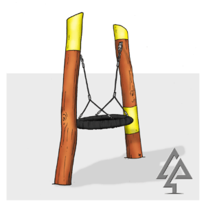 Double Pole Basket Swing | Offer robust, inclusive swinging with this Double Pole Basket Swing, featuring a sturdy Jarrah bush pole frame and a large basket seat ideal for high-use public spaces. | VRI