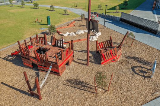 Shorehaven Primary School playground — custom timber play equipment by Van Ryt Industries