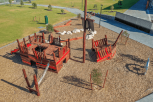 Shorehaven Primary School playground — custom timber play equipment by Van Ryt Industries