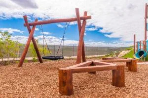 Balance Beam Wide | Create dynamic above-ground pathways with our interconnecting balance beams, handcrafted from locally sourced West Australian Jarrah hardwood. Perfect for custom pathway configurations and informal seating. | VRI
