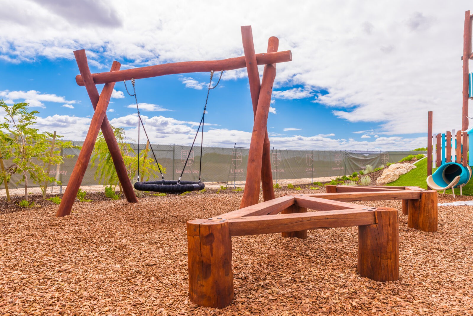 Balance Beam Wide | Create dynamic above-ground pathways with our interconnecting balance beams, handcrafted from locally sourced West Australian Jarrah hardwood. Perfect for custom pathway configurations and informal seating. | VRI