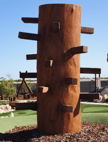 Climbing Stump | Challenge young adventurers with our large natural timber Climbing Stump, featuring integrated timber climbing holds that provide an engaging vertical challenge while developing strength and confidence. | VRI