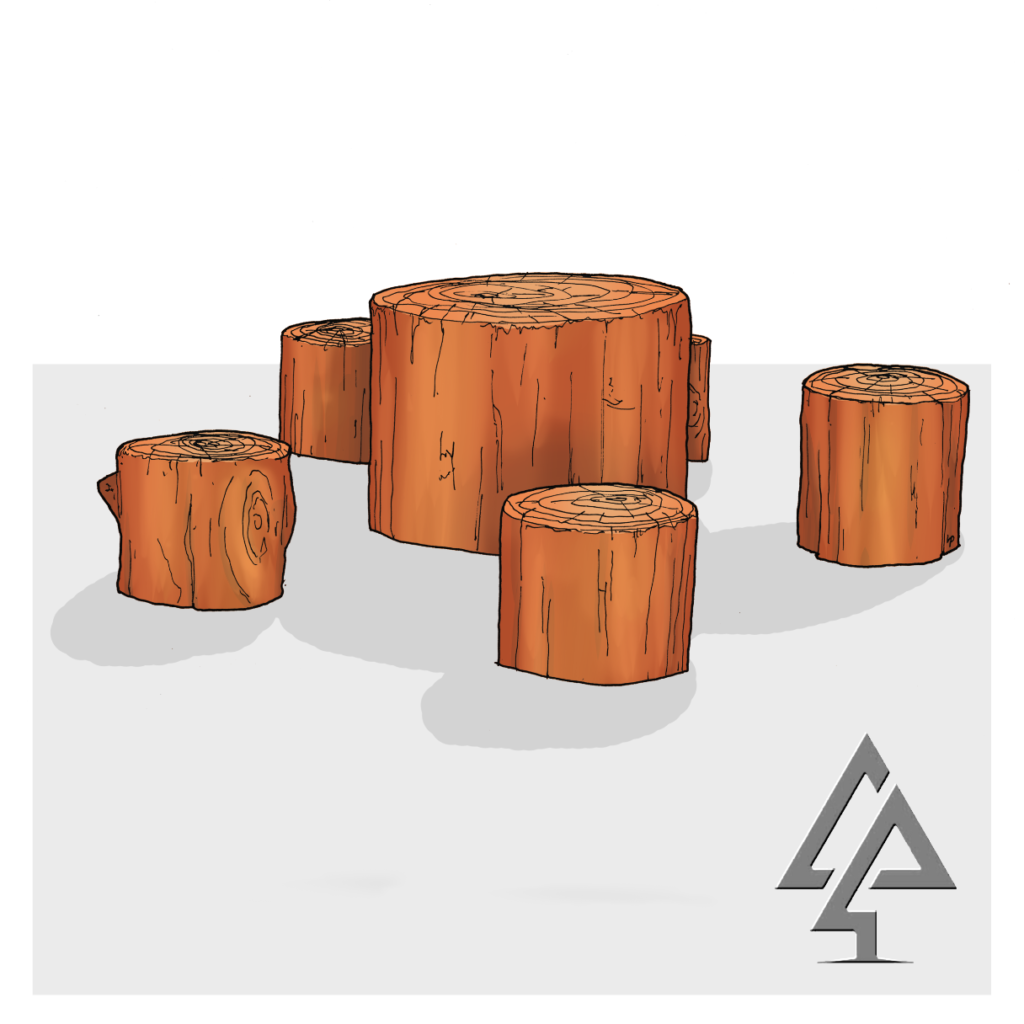 Create natural gathering spaces with our Stump Picnic Setting, featuring locally sourced West Australian Jarrah hardwood stumps arranged in a social configuration perfect for outdoor learning and play.