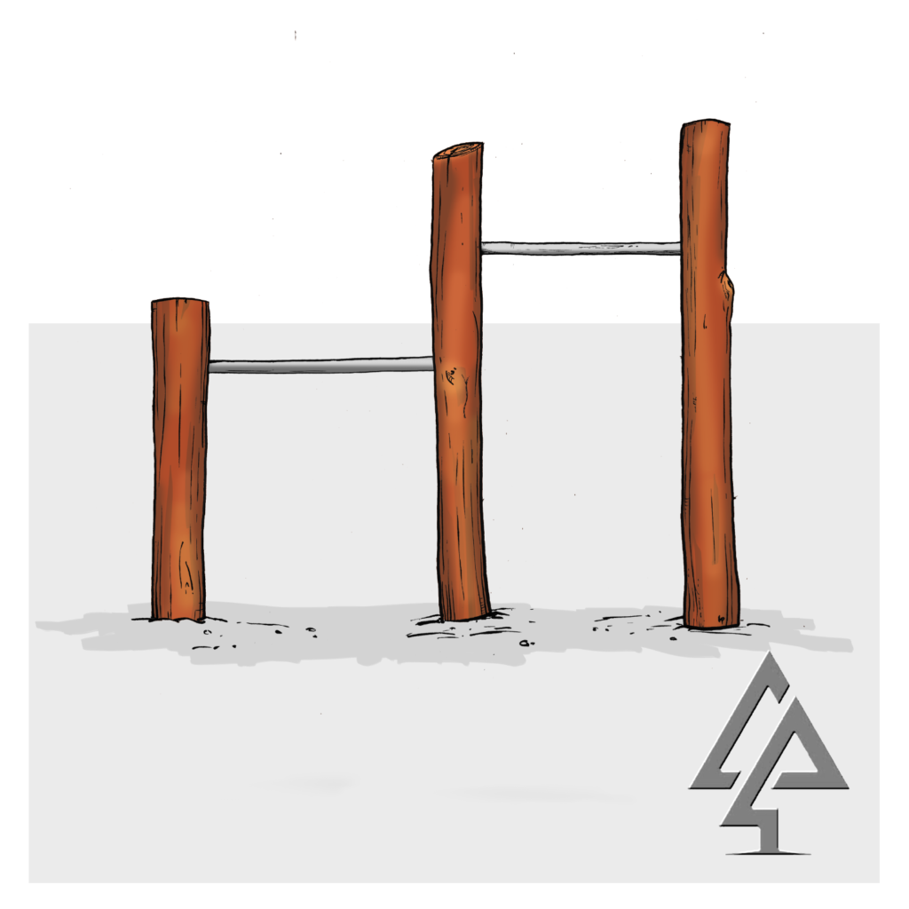 Challenge upper body strength with our Cross Bars, combining locally sourced West Australian Jarrah posts with stainless steel horizontal bars for dynamic overhead play.