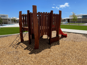 Burnsy Cubby | Discover our multi-activity Burnsy Cubby, featuring diverse climbing challenges, a tunnel hideaway, and colourful slide that create a play hub for active exploration. | VRI