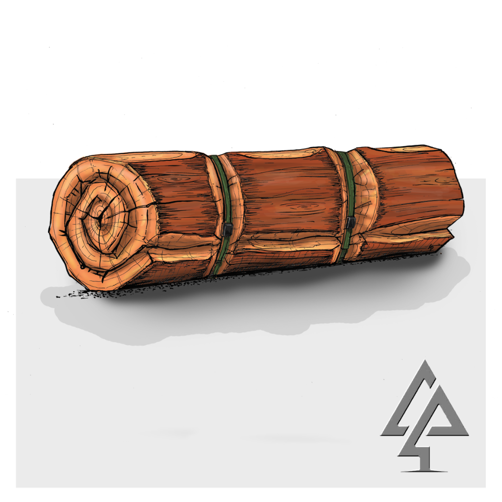 Rolled Up Swag Seat | Evoke campfire tales with this unique West Australian Jarrah Rolled Up Swag Seat, hand-carved for authentic camping-themed seating, balancing, and border definition. | VRI
