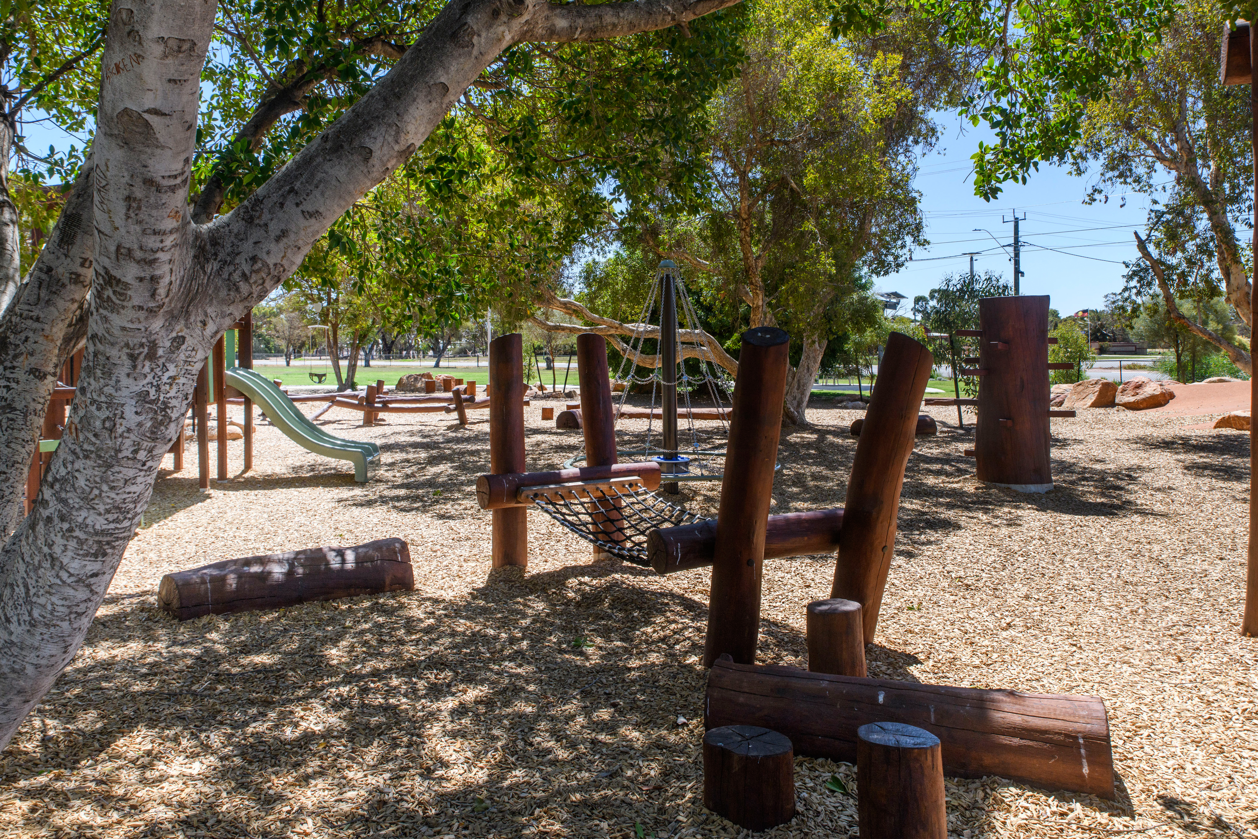Rigid Hammock | Create an inviting social space with our Rigid Hammock, featuring West Australian Jarrah construction and a stable rope net design perfect for resting, playing, and gathering. | VRI
