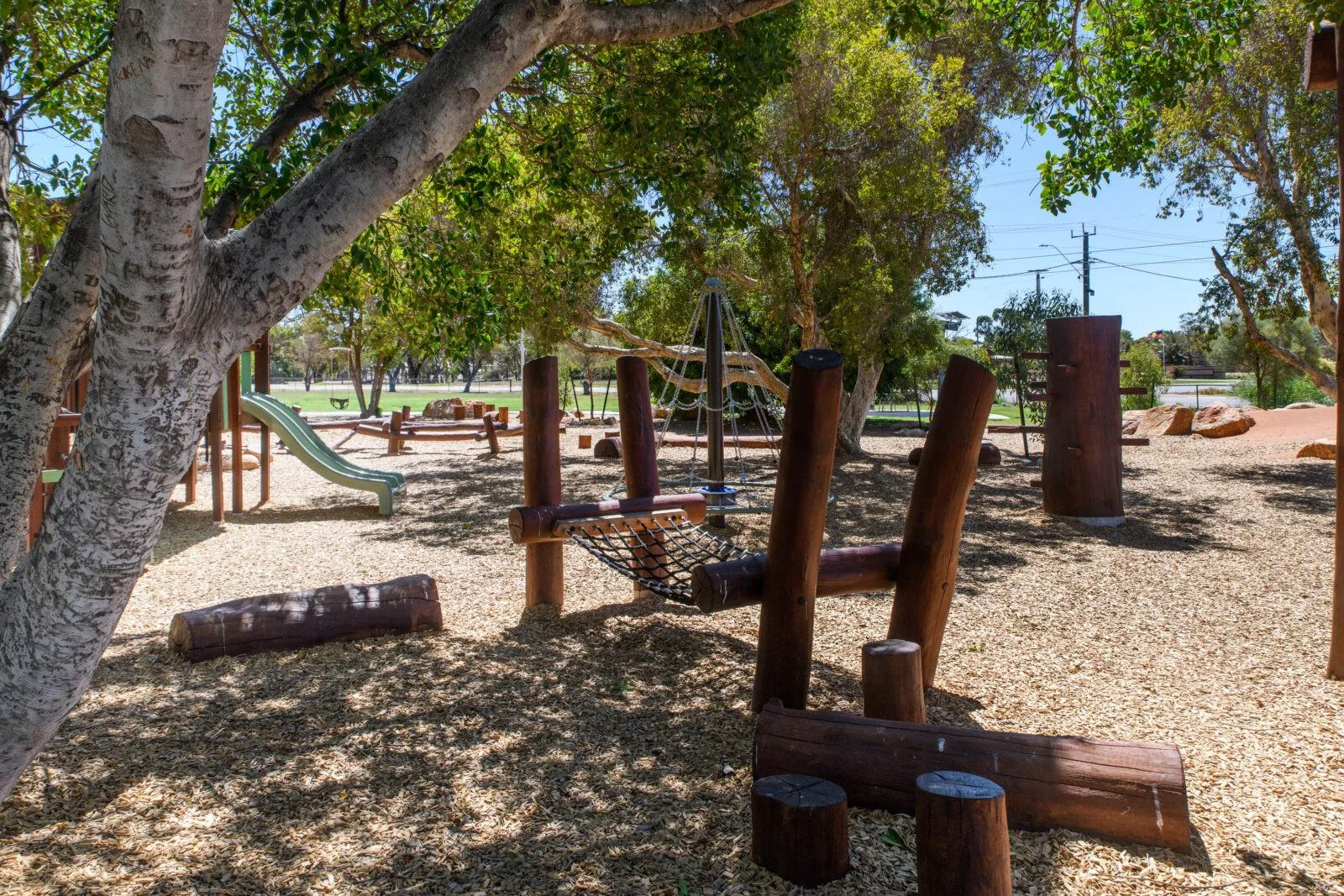 Rigid Hammock | Create an inviting social space with our Rigid Hammock, featuring West Australian Jarrah construction and a stable rope net design perfect for resting, playing, and gathering. | VRI