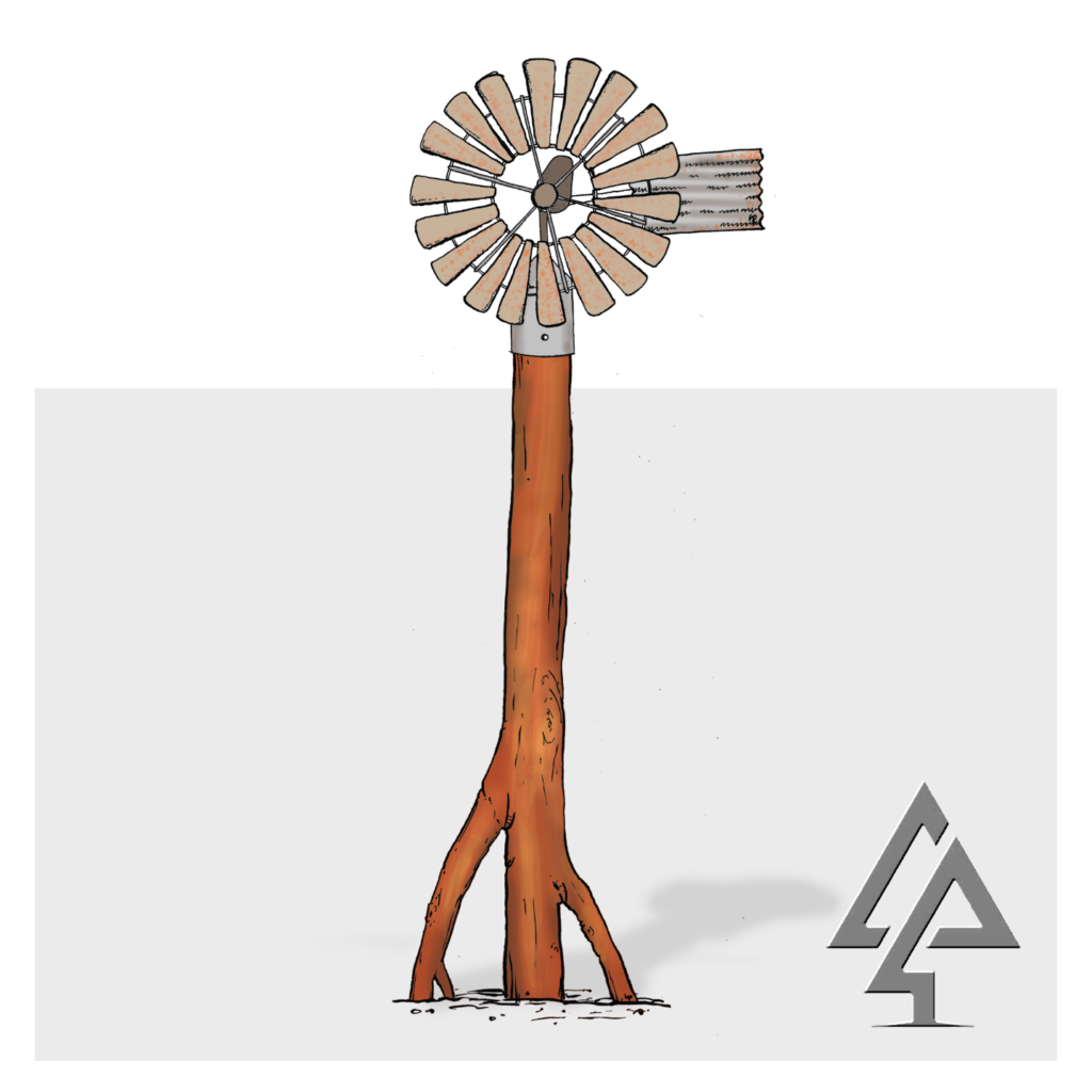 Windmill | Enhance rural play scenes with our authentic Windmill feature, combining natural timber construction with premium stainless steel mechanics for engaging farm-themed experiences. | VRI