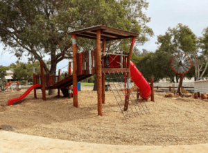 Adventure awaits in our multi-level Gin Gin Fort, featuring diverse climbing challenges, dual slides, and elevated platforms that create an immersive play experience promoting physical development and social interaction.