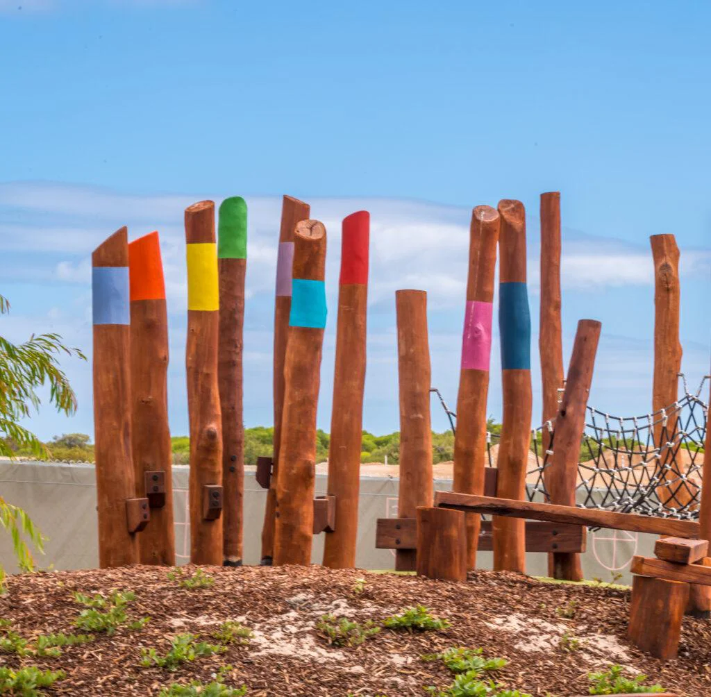 Stilt Cluster | Challenge young adventurers with our challenging Stilt Cluster, handcrafted from locally sourced West Australian Jarrah hardwood to create elevated play opportunities. | VRI