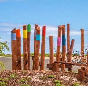 Stilt Cluster | Challenge young adventurers with our challenging Stilt Cluster, handcrafted from locally sourced West Australian Jarrah hardwood to create elevated play opportunities. | VRI