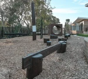 Balance Beam Narrow | Challenge balance and coordination with our Balance Beam Narrow, handcrafted from locally sourced West Australian Jarrah hardwood. Perfect for custom pathway configurations. | VRI