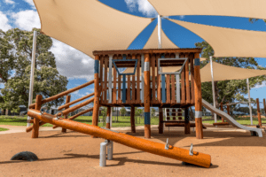 Glades Cubby | Transform your playground with ourGlades Cubby, combining natural timber aesthetics with interactive elements to create an engaging multi-level play experience. | VRI