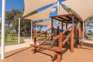 Glades Cubby | Transform your playground with ourGlades Cubby, combining natural timber aesthetics with interactive elements to create an engaging multi-level play experience. | VRI