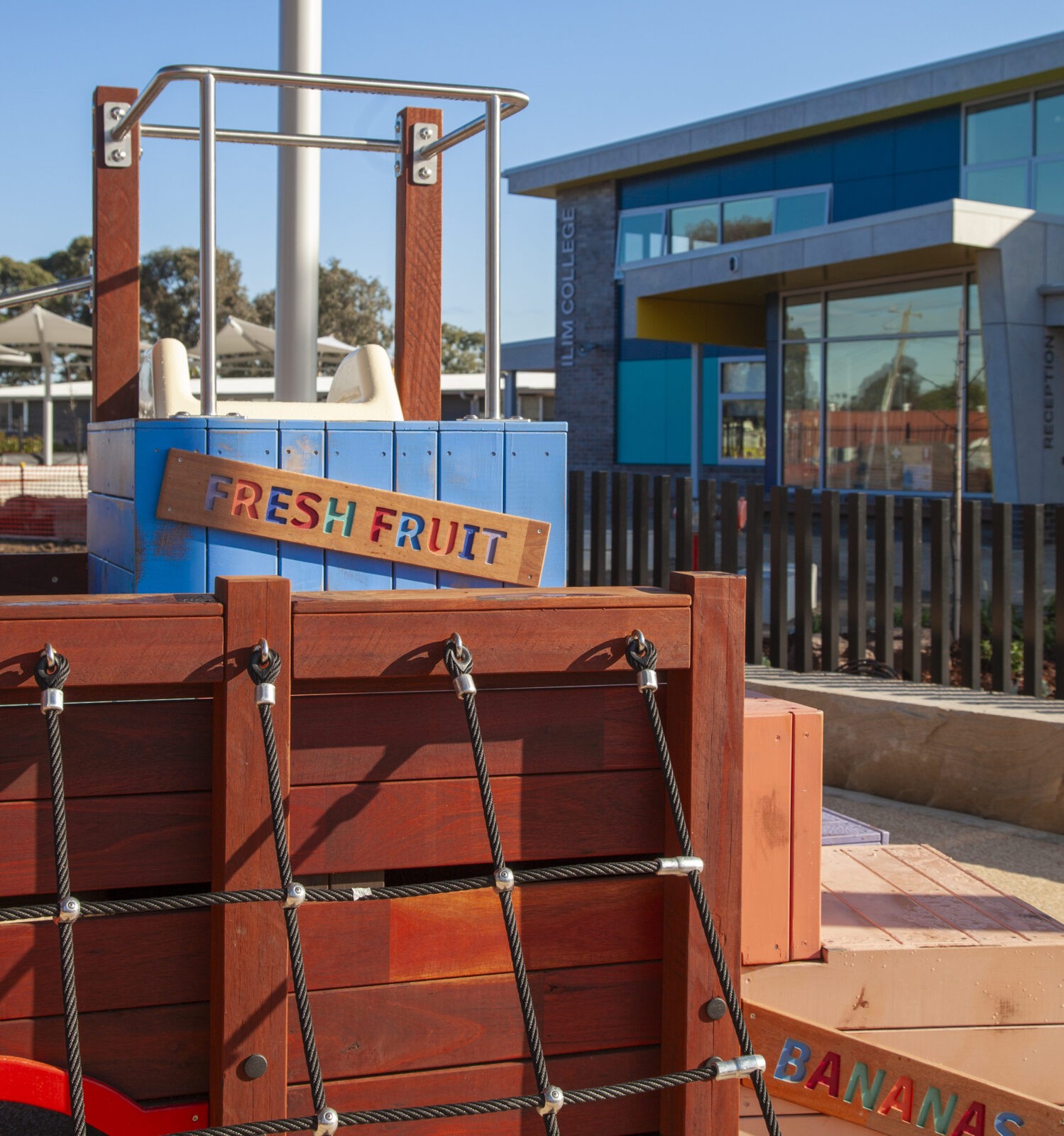 Loaded Fruit Truck | Experience feature-packed fun with the Loaded Fruit Truck, boasting colourful stacked crate climbers, nets, slide, log steps, and a unique under-tray tunnel. | VRI