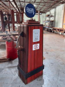Fuel Bowser | Fuel imaginative journeys with this cute West Australian Jarrah Fuel Bowser, featuring a realistic handle, hose, and customisable signage for petrol station or EV charging play. | VRI