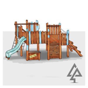 Transform your playground with our split-level Walkaway Cubby, featuring diverse climbing challenges, rope net, slide and natural timber elements that encourage active play and skill development.