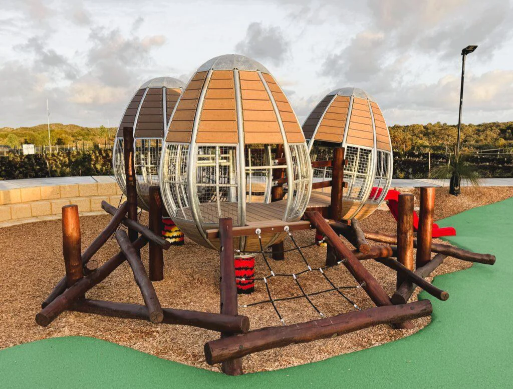 Giant Eggs | Captivate imaginations with the Giant Eggs playground structure, a unique WA-made focal point inspired by the iconic Red-tailed Black Cockatoo ("Karakamia"). | VRI