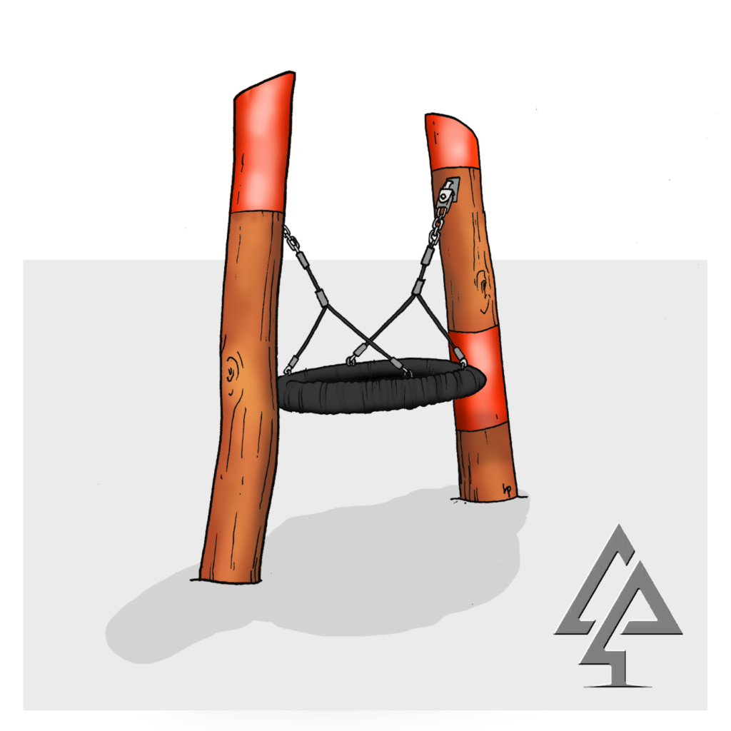 Mini Double Pole Basket Swing | Bring inclusive swinging to tighter sites with the Mini Double Pole Basket Swing — compact West Australian Jarrah bush pole frame and basket seat designed for early learning centres and smaller parks. | VRI