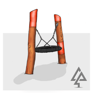 Mini Double Pole Basket Swing | Bring inclusive swinging to tighter sites with the Mini Double Pole Basket Swing — compact West Australian Jarrah bush pole frame and basket seat designed for early learning centres and smaller parks. | VRI