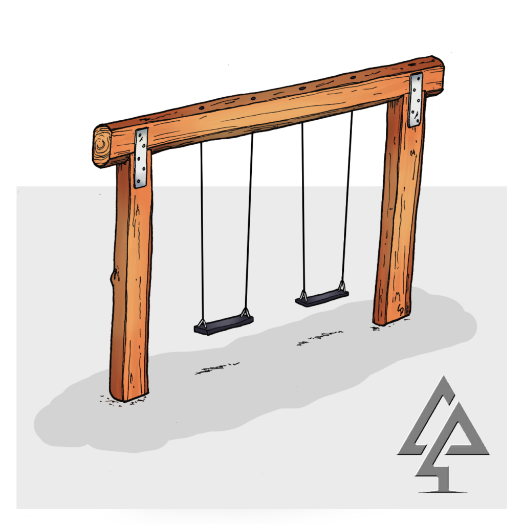 Timber Double Swing | Embrace natural aesthetics with this Timber Double Swing, featuring a robust frame (likely Jarrah) and two classic swing bays for timeless playground appeal. | VRI