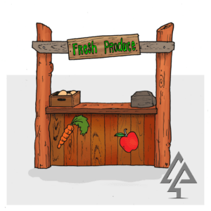 Market Shop Front | Cultivate imaginative trading with this West Australian Jarrah Market Shop Front, featuring a counter, display space, and customisable details for vibrant role-play. | VRI