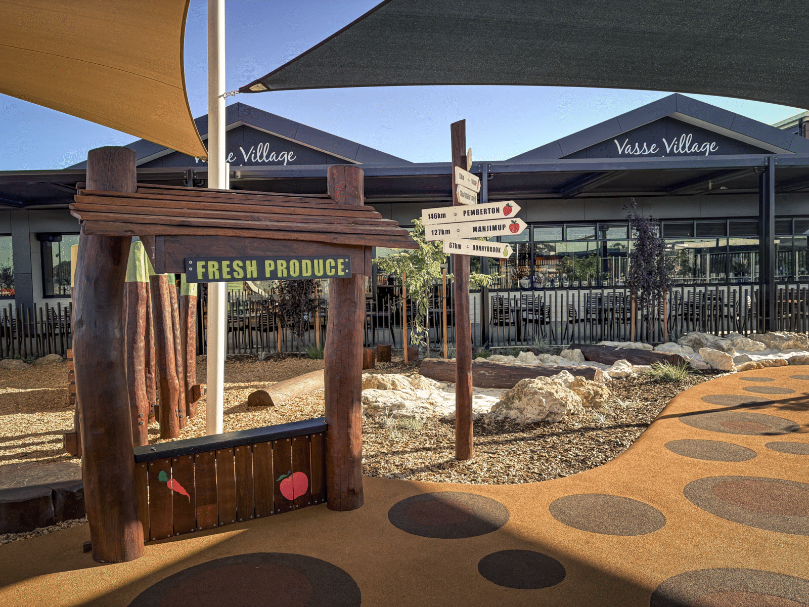 Market Shop Front | Cultivate imaginative trading with this West Australian Jarrah Market Shop Front, featuring a counter, display space, and customisable details for vibrant role-play. | VRI