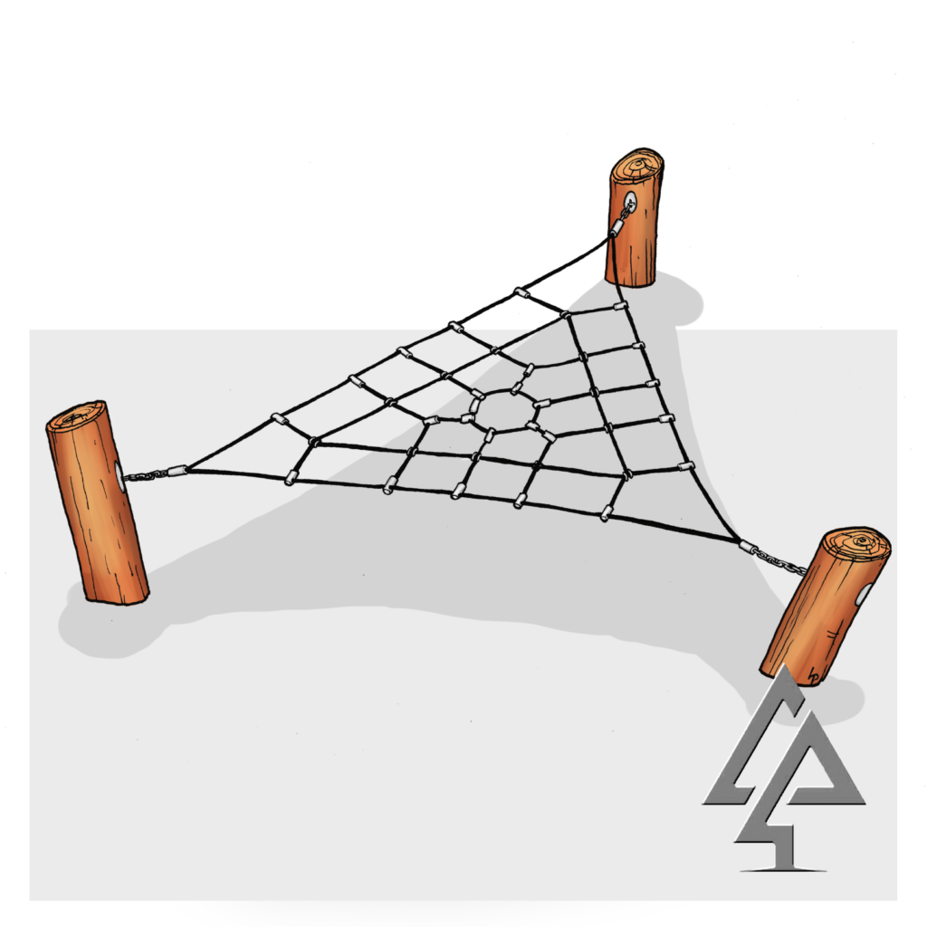 Rope Net Triangle | Challenge adventurers with our versatile Rope Net Triangle, featuring premium combination play rope construction and adaptable Jarrah supports for endless climbing and social play opportunities. | VRI