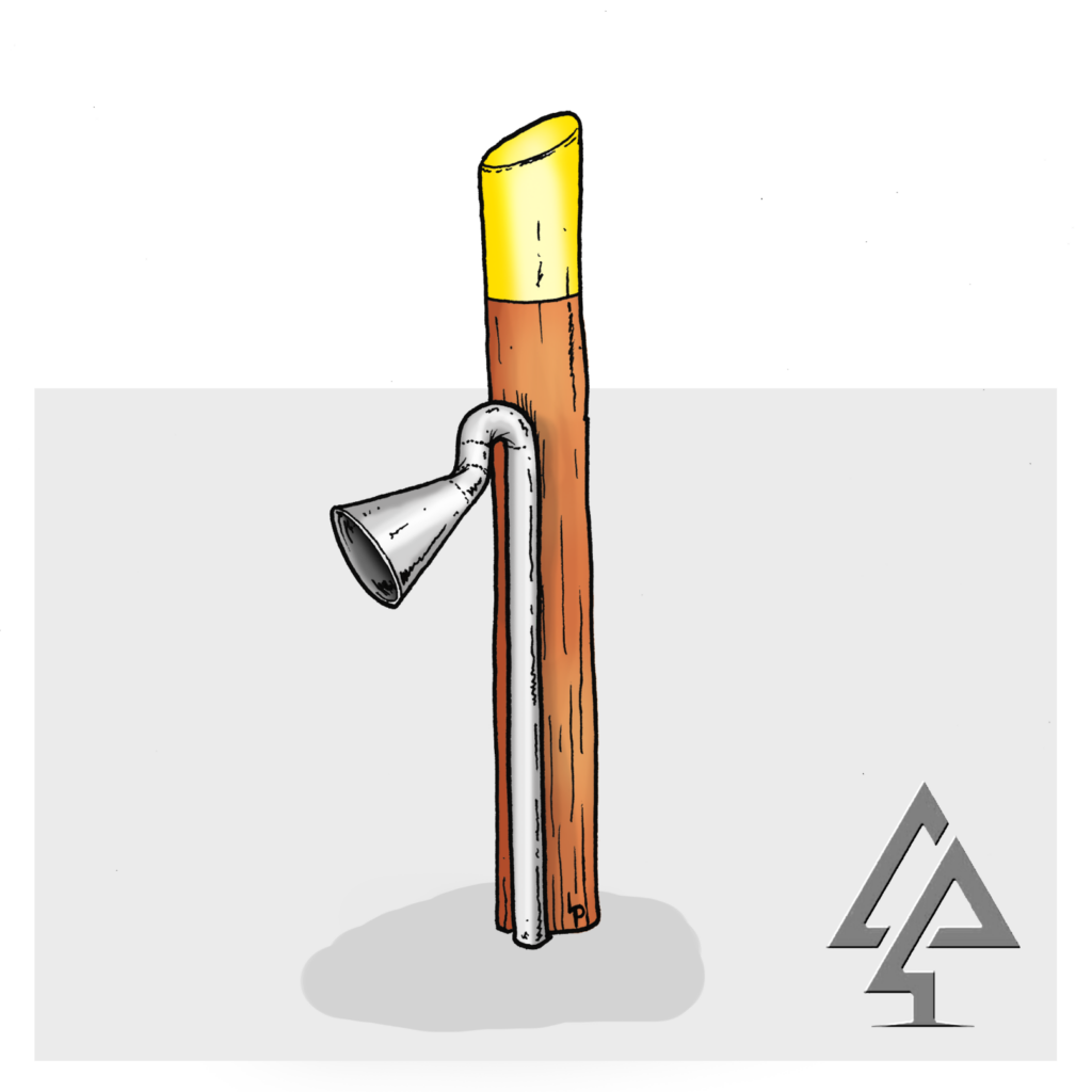 Talking Tubes on Bush Poles | A durable and interactive stainless steel talking tube mounted on Jarrah bush poles, designed to encourage social interaction and imaginative play among children. | VRI