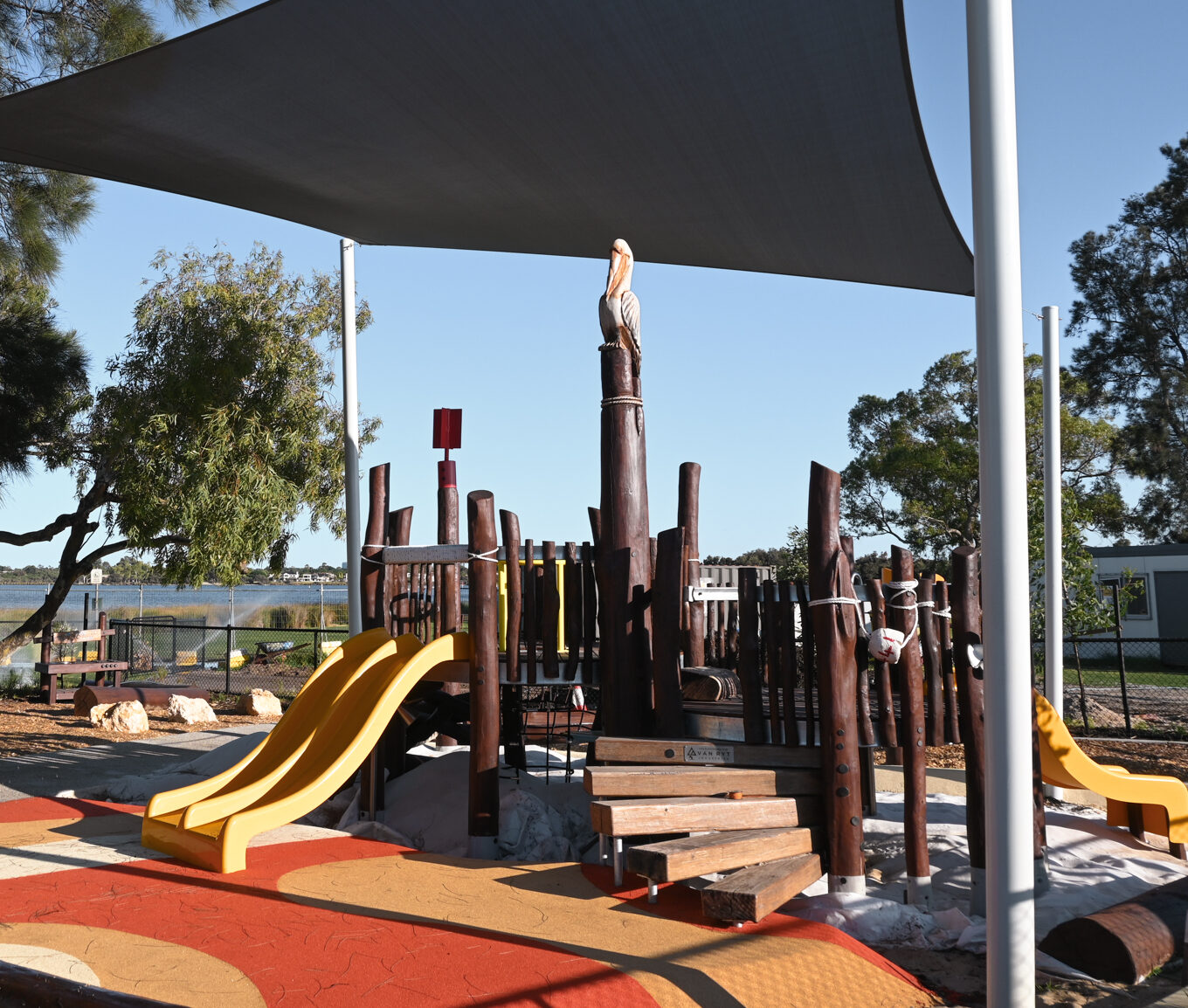 Pelican Nest Fort | Experience our unique Pelican Nest Fort, a custom-designed elevated play structure that captures children's imagination while providing challenging play opportunities in a nature-inspired design. | VRI