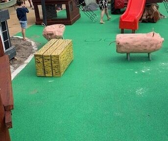 Hay Bale | Bring farm charm to the playground with this West Australian Jarrah Hay Bale seat, offering multi-functional seating, balancing, and platform play opportunities. | VRI