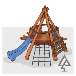 Explore our feature packed Madora Tee Pee, with multiple climbing challenges, and a vibrant slide combined to create an engaging multi-skill adventure for young explorers.