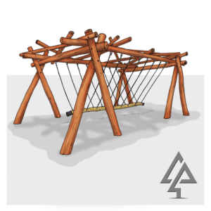 Viking Swing with Nest Top | Experience thrilling group fun on this unique Viking Swing, featuring a robust WA Jarrah frame, a wide coconut rope platform, and a distinctive Nest Top aesthetic. | VRI