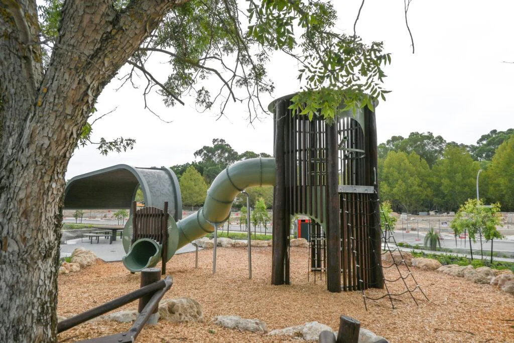 Glen Iris Estate playground — custom timber play equipment by Van Ryt Industries