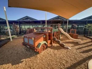 Custom Jarrah playground at Vasse Village by Bunbury Farmer’s Market — designed and installed by Van Ryt Industries