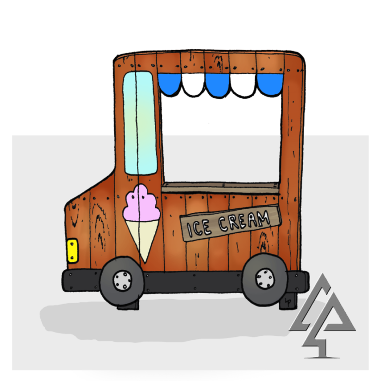 Mini Ice Cream Truck | Serve up sweet imaginative fun with this cute West Australian Jarrah Mini Ice Cream Truck, featuring a servery, awning, and customisable details for delightful role-play. | VRI
